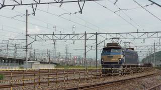 【HD】EF66-33 貨物列車①(8865レ EF66 0番台 レール運搬車) 米原操車場着