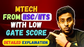 MTech From IISc/IITs with LOW Gate Score | Alternative Path | Gate 2024