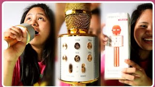Reviewing and Singing with The Wireless Bluetooth Microphone | Hand Held KTV WS-858 | Andrea Mendoza