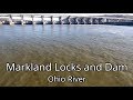 Flying over the ohio river at the markland locks and dam 4k