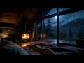 🔴 Moonlit Rain on Glass &amp; Fireplace 🌧️🔥 Deep Sleep Stream | NO ADS | Cozy Cabin Night