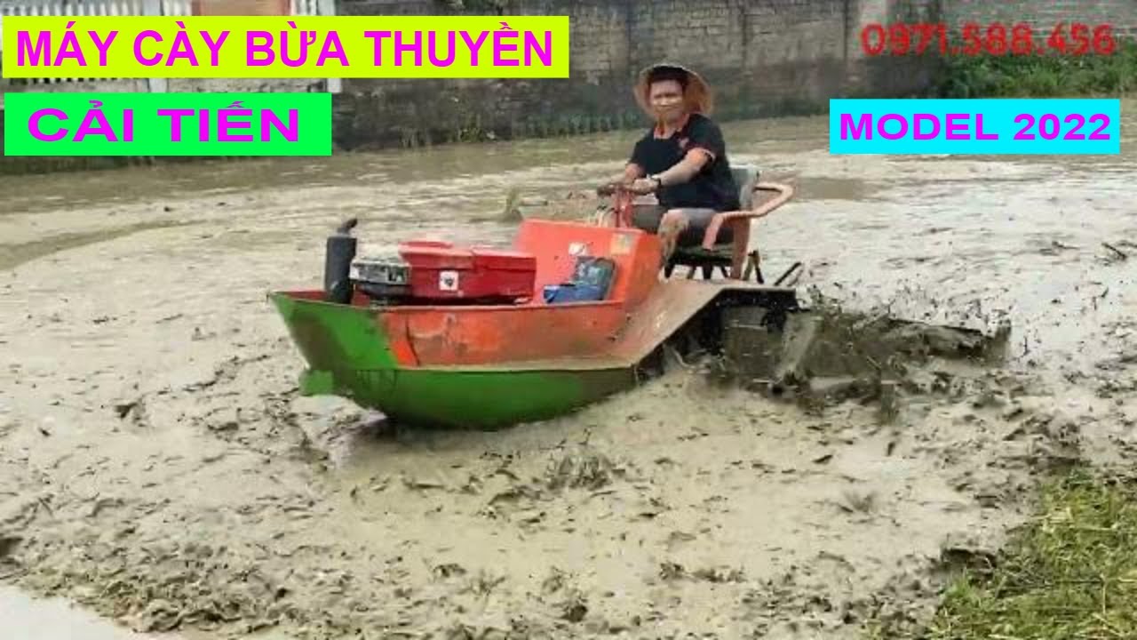 Máy cày bừa thuyền cải tiến model 2022 tại Thanh Sơn... - youtube