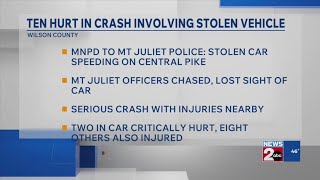 10 injured in crash involving stolen vehicle