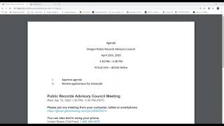 April 15, 2020 Public Records Advisory Council Meeting