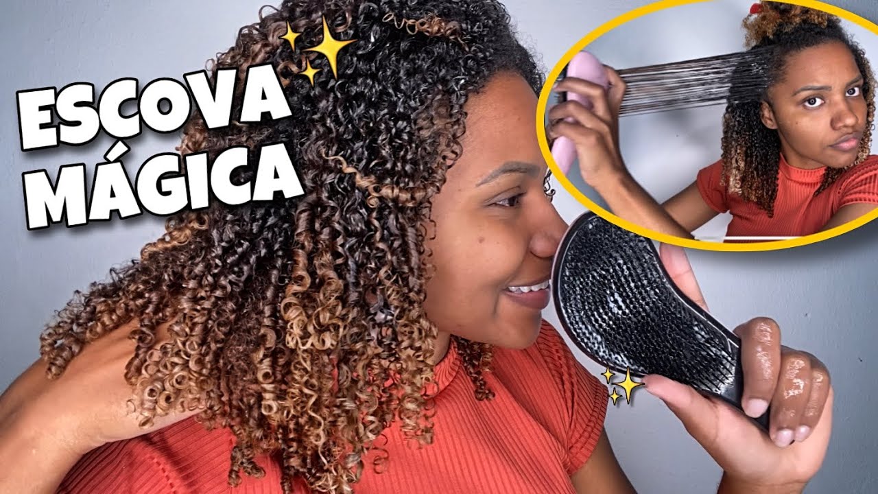TESTANDO A ESCOVA MÁGICA PELA PRIMEIRA VEZ NO CABELO CRESPO!