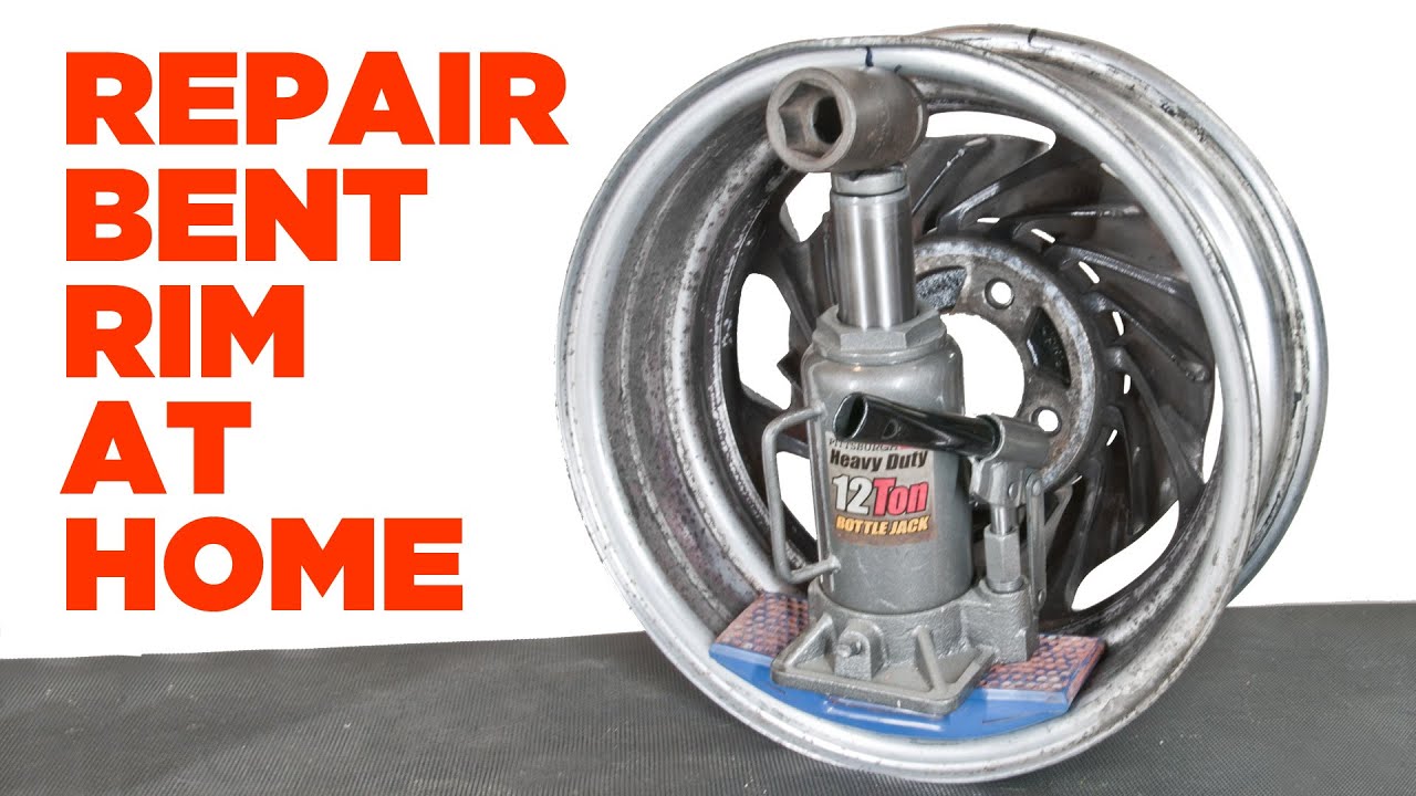 How To Repair Bent Aluminum Wheel With Bottle Jack In Garage - Diy Alloy Rim Pothole Fix!