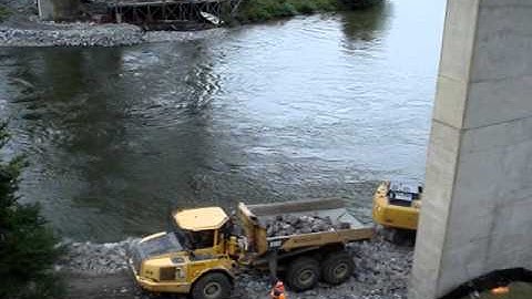 NIPIGON RIVER 1937 BRIDGE PIERS BEING REMOVED