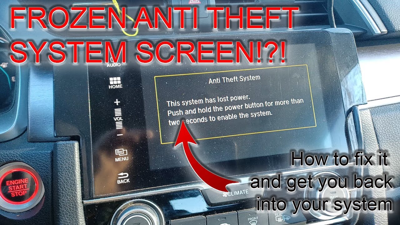 Honda Anti Theft Frozen Screen and how to fix it YouTube