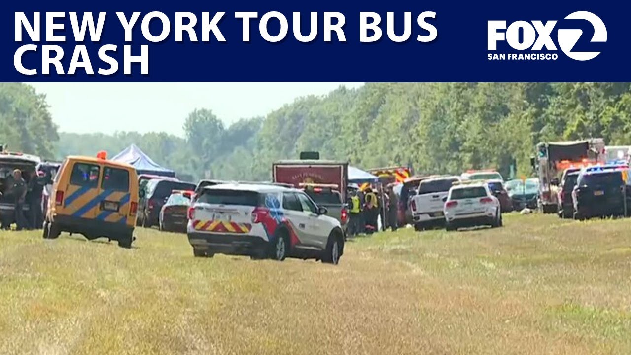 New York tour bus crash leaves 5 dead - YouTube