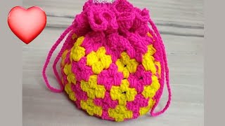 Designer Potli Bag Crochet [हिंदी में] । Drawstring Bag । बटवा बनवा