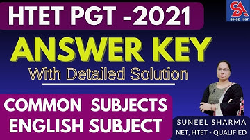 HTET PGT Answer Key 2nd Jan 2021 | HTET PGT Answer key English Literature and Common Subjects
