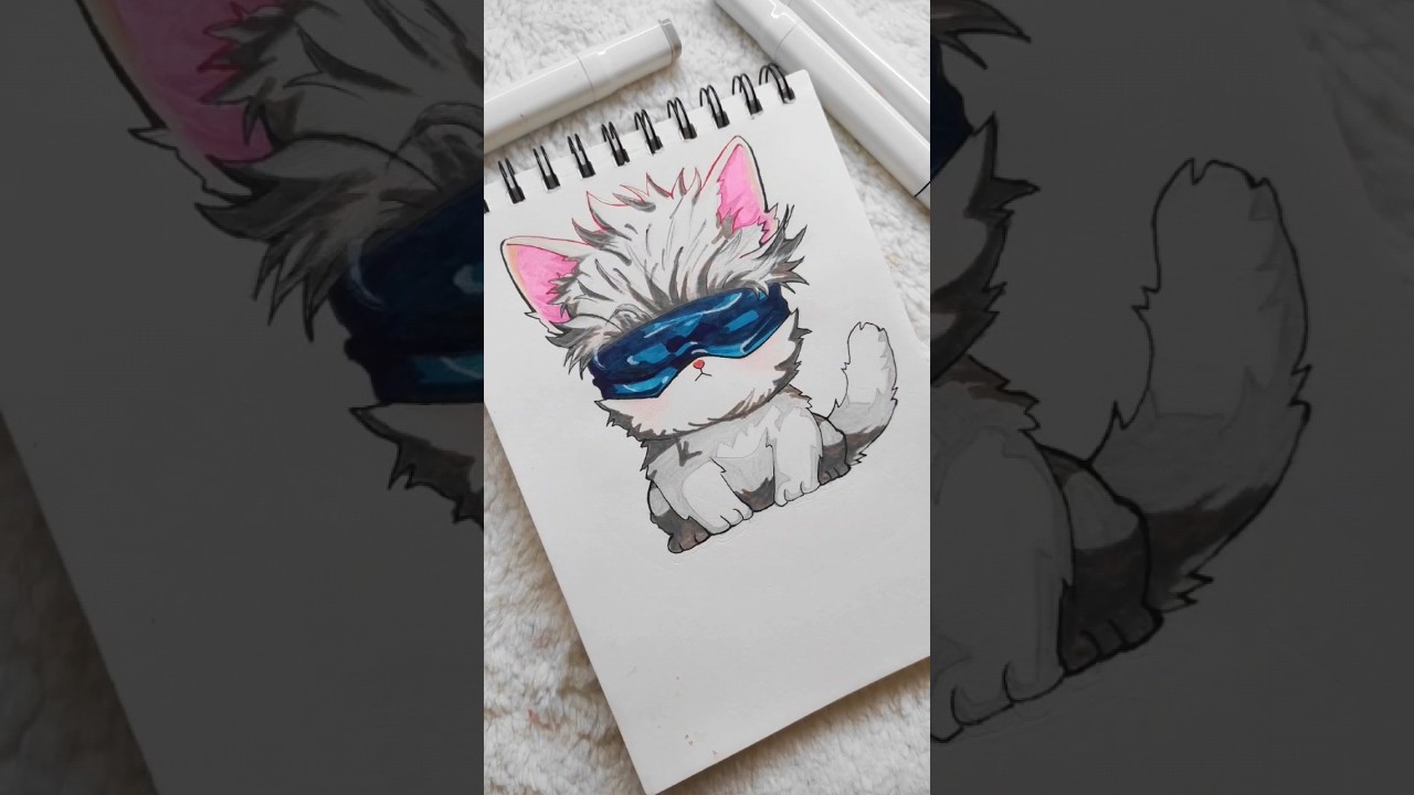 Drawing gojo cat 🙀 from jujutsu kaisen || easy drawing 