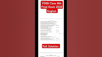 PSEB Class 8 th English Final Exam 2025 sample paper full Solution