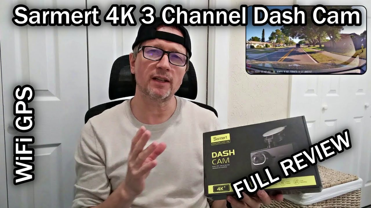Sarmert 4K 3 Channel Dash Cam With WiFi & GPS, 4” Touch Screen IR
