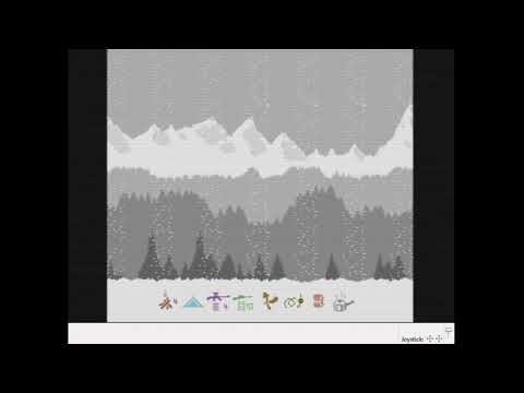 Snowstorm overlaid on parallax scrolling on the Commodore 64 ("Deep Winter" game in development).