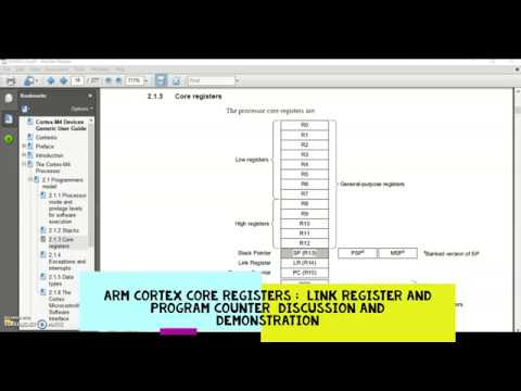 ARM CORTEX CORE REGISTERS :  LINK REGISTER AND PROGRAM COUNTER  DISCUSSION AND DEMONSTRATION