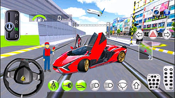 Lamborghini Red Super Car Gas Station Driving Gameplay - 3D Driving Class Android IOS Gameplay