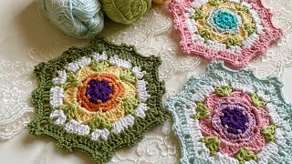 Let's crochet an easy floral hexagon | crochet hexagon pattern | crochet coasters @mycraftstory by Beyond Diary 2,319 views 11 months ago 19 minutes