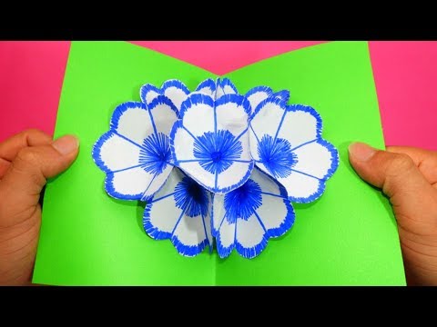 Tarjeta Pop Up Flores - DIY 3D flower POP UP card - YouTube