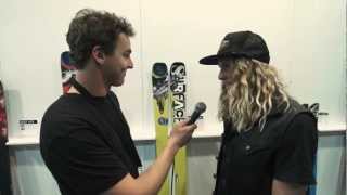 Banks Gilberti shows off the Surface Double Time ski, SIA Snow Show 2013 Banks Gilberti shows off the Surface Double Time ski, SIA Snow Show 2013