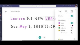 Immersive Reader in Class Teams Assignment
