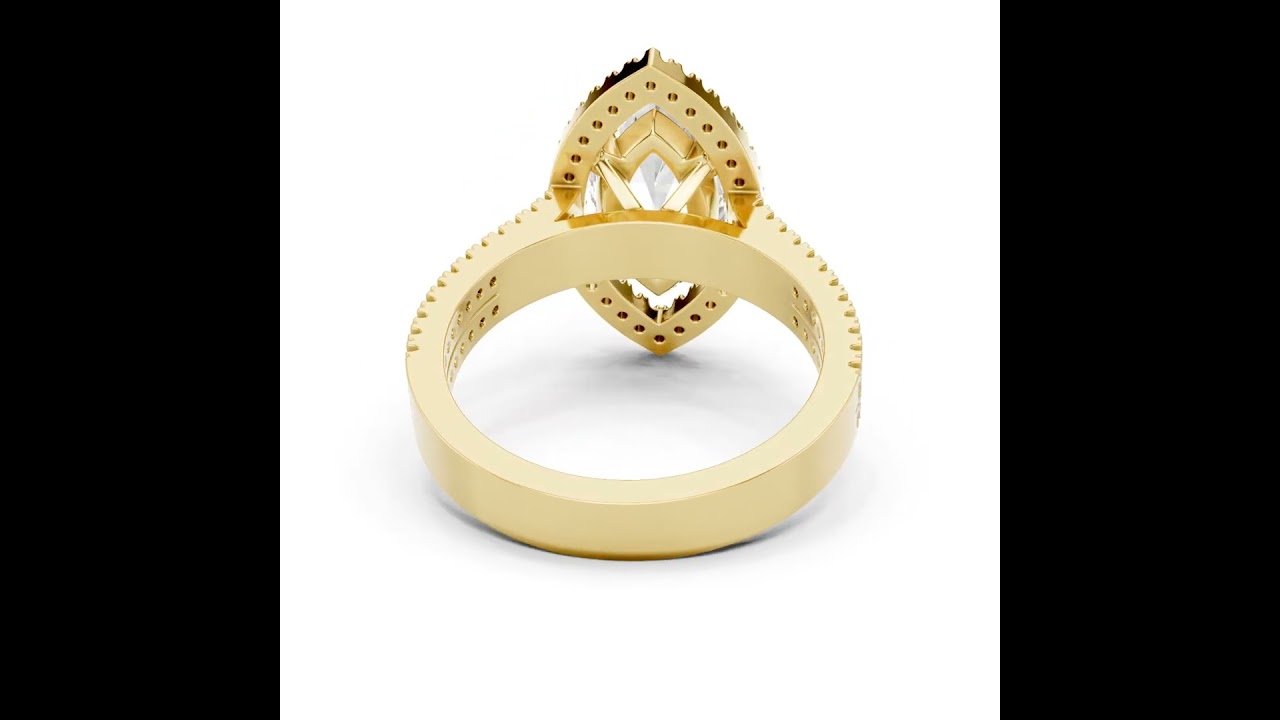 Marquise Cut Halo with Double Pave Diamond Ring