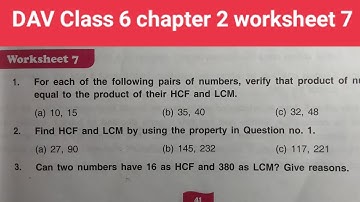 DAV Class 6 maths chapter 2 worksheet 7 ।। Class 6 math chapter 2 worksheet 7 dav public school