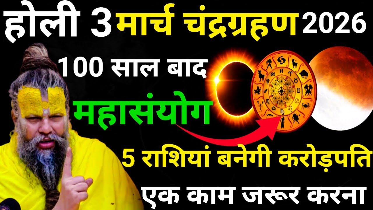 होली 3 मार्च चंद्रग्रहण 2026।महासंयोग चार राशियां बनेगी करोड़पति।Shri Hit Premanand Ji Maharaj 