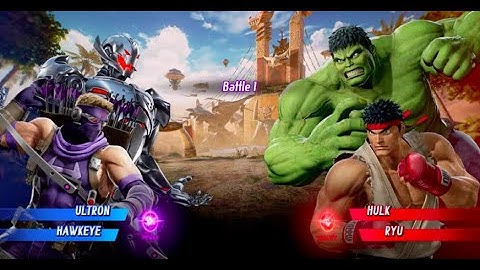 Ultron and Hawkeye vs Ryu and Hulk - MARVEL VS. CAPCOM: INFINITE