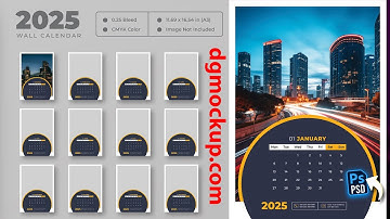 2025 Wall Calendar Free PSD Template | Fully Editable Photoshop File | Easy Design Calendar