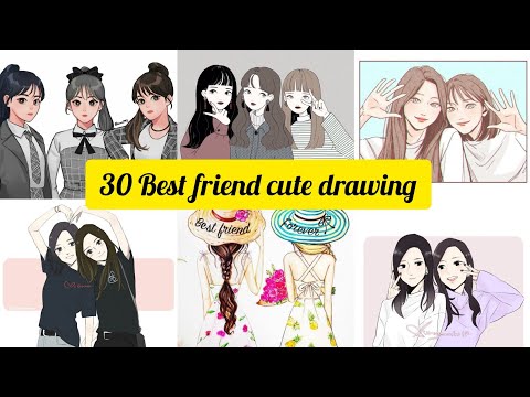 Cute best friend drawing🥰 || Bff drawing || Easy best friend drawing || Sisters drawing || Beautiful