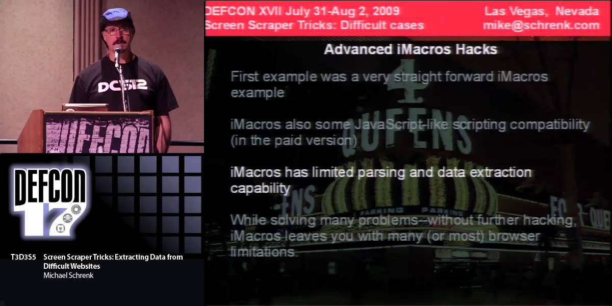 DEF CON 17 - Michael Schrenk - Screen Scraper Tricks Extracting Data from Difficult Websites
