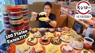 100 PLATES OF SUSHI EATEN?! | Conveyor Belt Sushi Eating Mukbang! | Sushiro SG Full Menu Challenge!