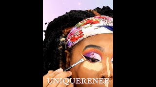 PURPLE GLITTER EYESHADOW LOOK  UNIQUERENEE #SHORTS