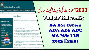 PU Date Sheet of 2023 Exams | BA BSc B.Com ADA ADS ADC MA MSc LLB 2023 Exams | UTV Education 2.0