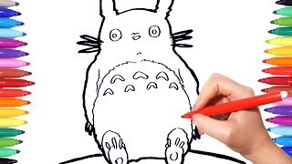 TOTORO Coloring Pages | How to Draw and Paint Totoro for Kids | Coloring Videos for Kids
