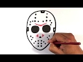 How to Draw Jason Voorhees Mask - Halloween Drawings