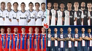Real Madrid 2012 vs Juventus 2020 vs Bayern Munich 2015 vs PSG 2023 - Ultimate Football Comparison 🔥