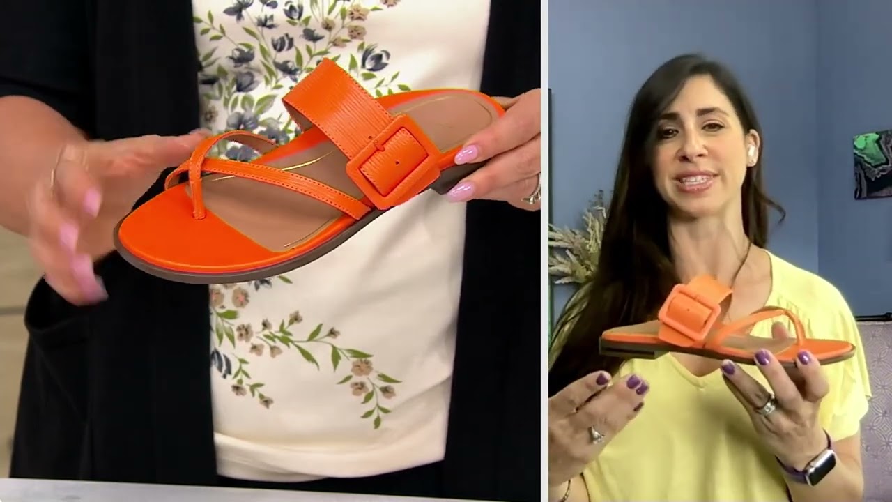 Vionic Adjustable Leather Slide Sandals - Julep on QVC