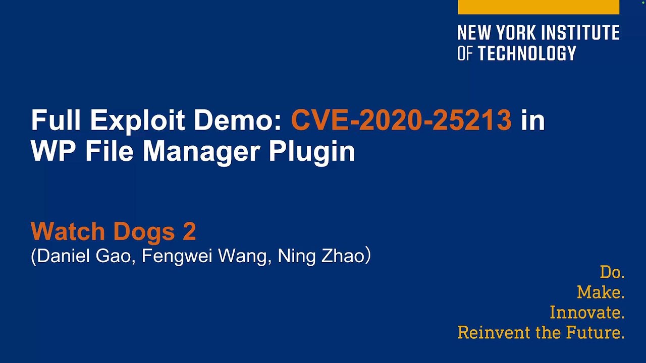 CVE-2020-25213 Exploit Demo - Watch Dogs 2 from NYIT - YouTube