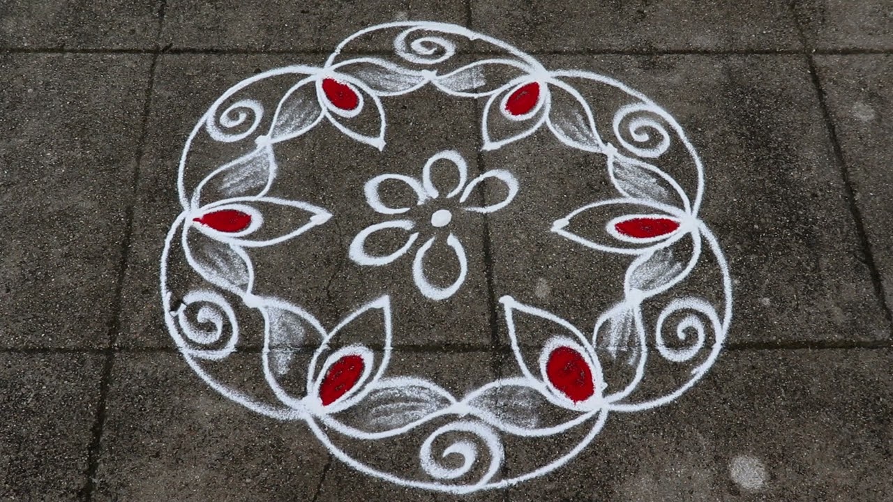 Simple Lotus Flower RangoliDesigns| 5x3 Dots Small Muggulu|Easy Beginners Kolam Designs With Borders