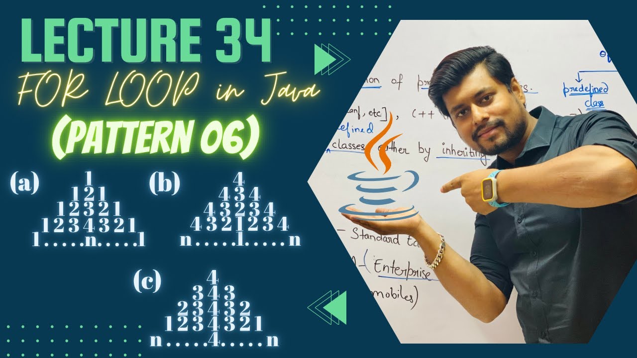 Lecture 34 | FOR LOOP (PATTERN 06) in Java in Hindi | SPACING IN TRIANGLE | ICSE | ISC | BTECH ...