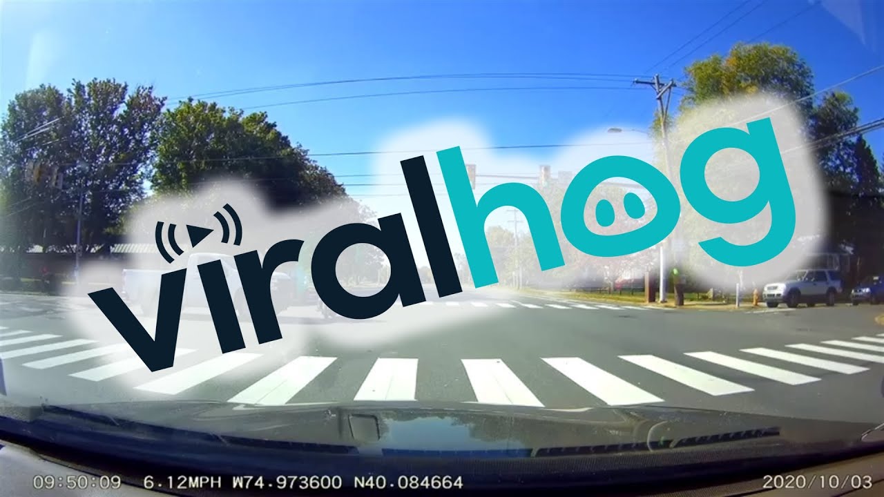 Near Miss With Motorcycle as Pickup Runs Red Light || ViralHog - YouTube