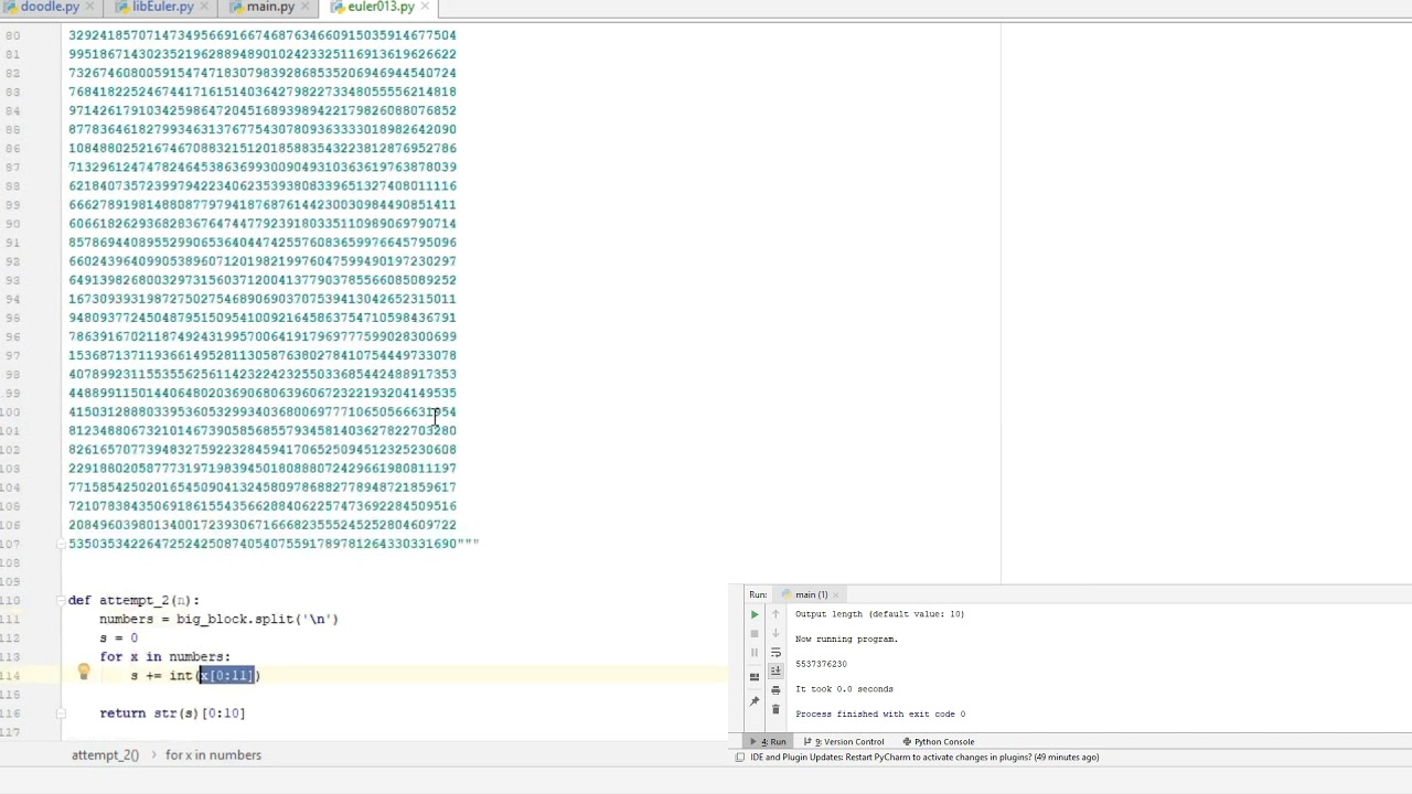 Euler and Python! Ep 013 - Large Sum - YouTube