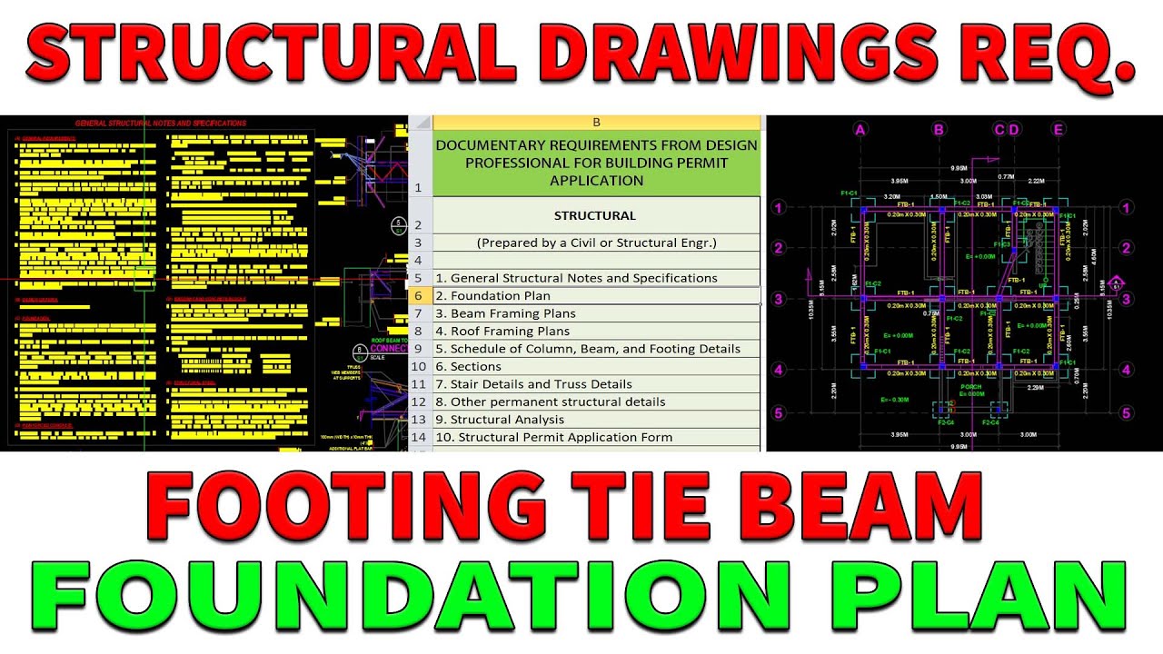 FOOTING TIE BEAM FOUNDATION PLAN FOR PERMITS REQUIREMENTS STRUCTURAL