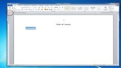 Creating a Table of Contents in MS Word--Manually