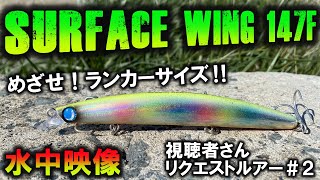 【サーフェスウィング147F】ルアーの泳ぎを撮影してみた。ジャンプライズのビッグミノーでランカーシーバスを狙ってみてはいかが？JUMPRIZE SURFACEWING147F水中映像