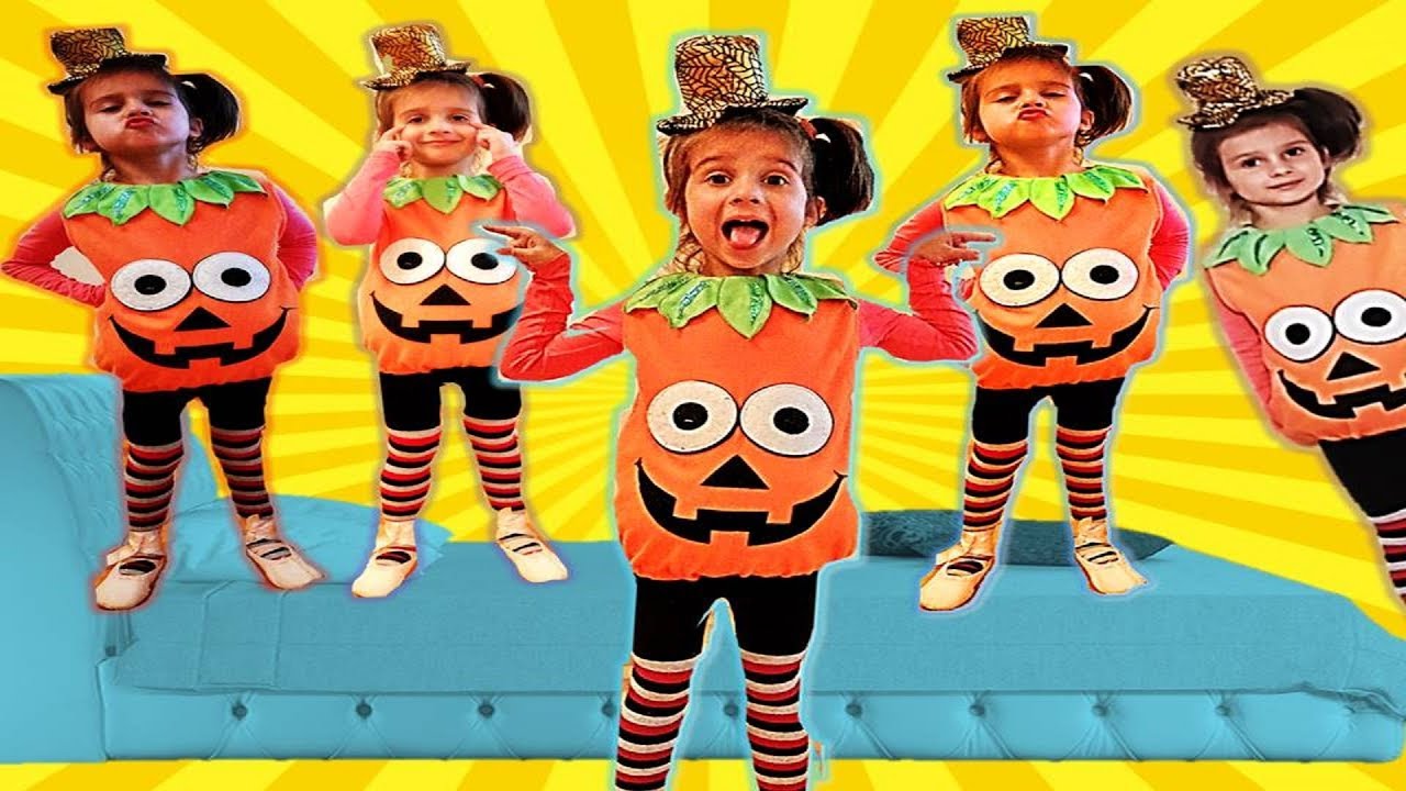 Halloween Songs with Five little Babies jumping on the bed.Video with ...