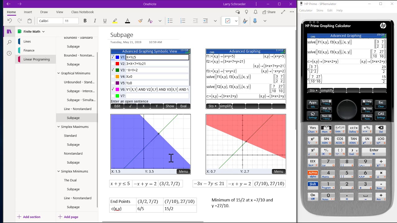 HP Prime Onenote Graphical Nonstandard Minimum - YouTube
