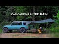 Camping in the rain with land cruiser toyota  stanley lunch box tarp  bonfire